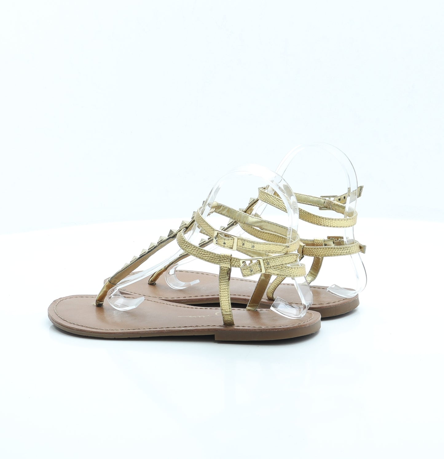 Jessica Simpson Womens Gold Faux Leather Strappy Sandal UK 4 EUR 37
