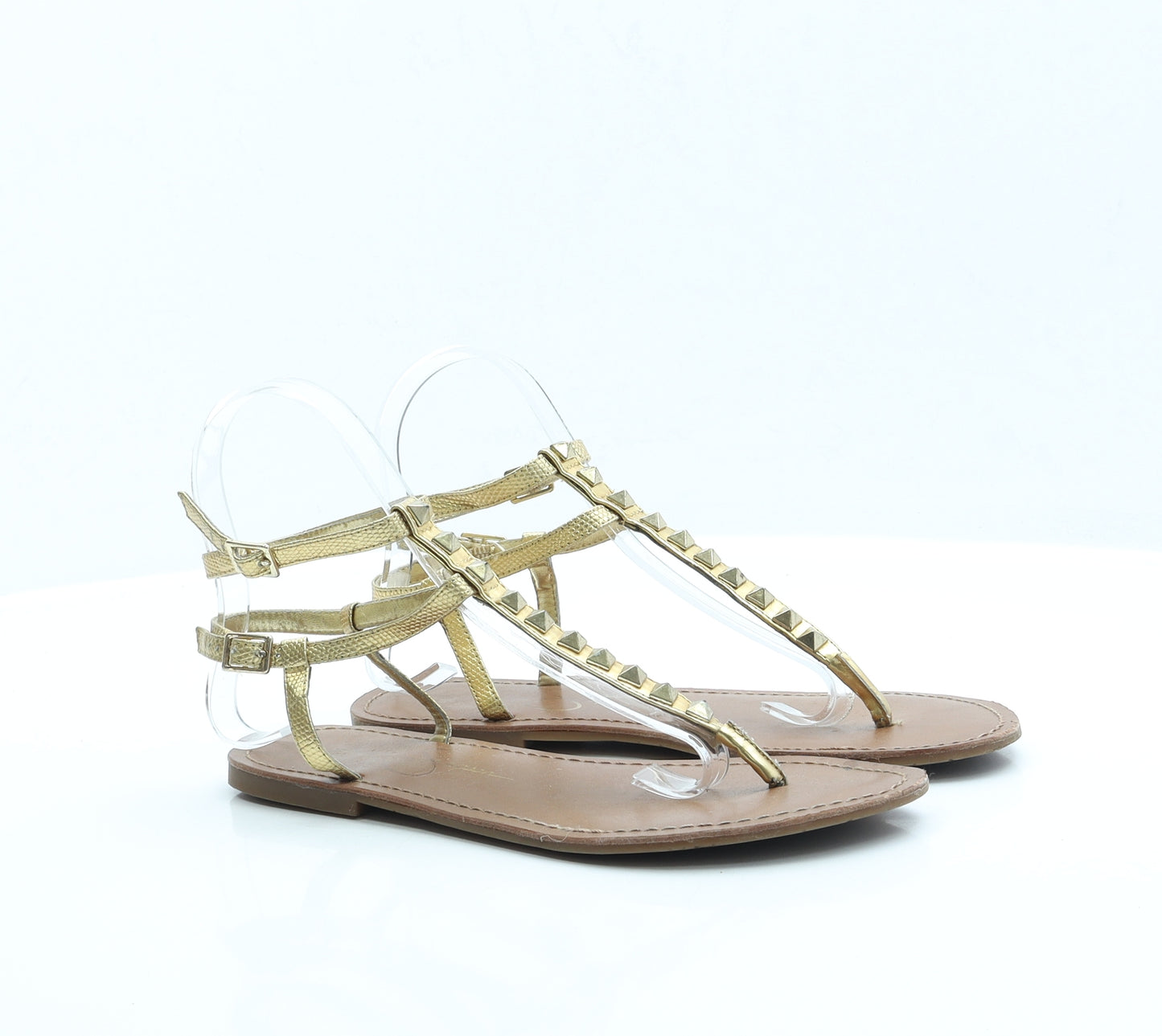 Jessica Simpson Womens Gold Faux Leather Strappy Sandal UK 4 EUR 37