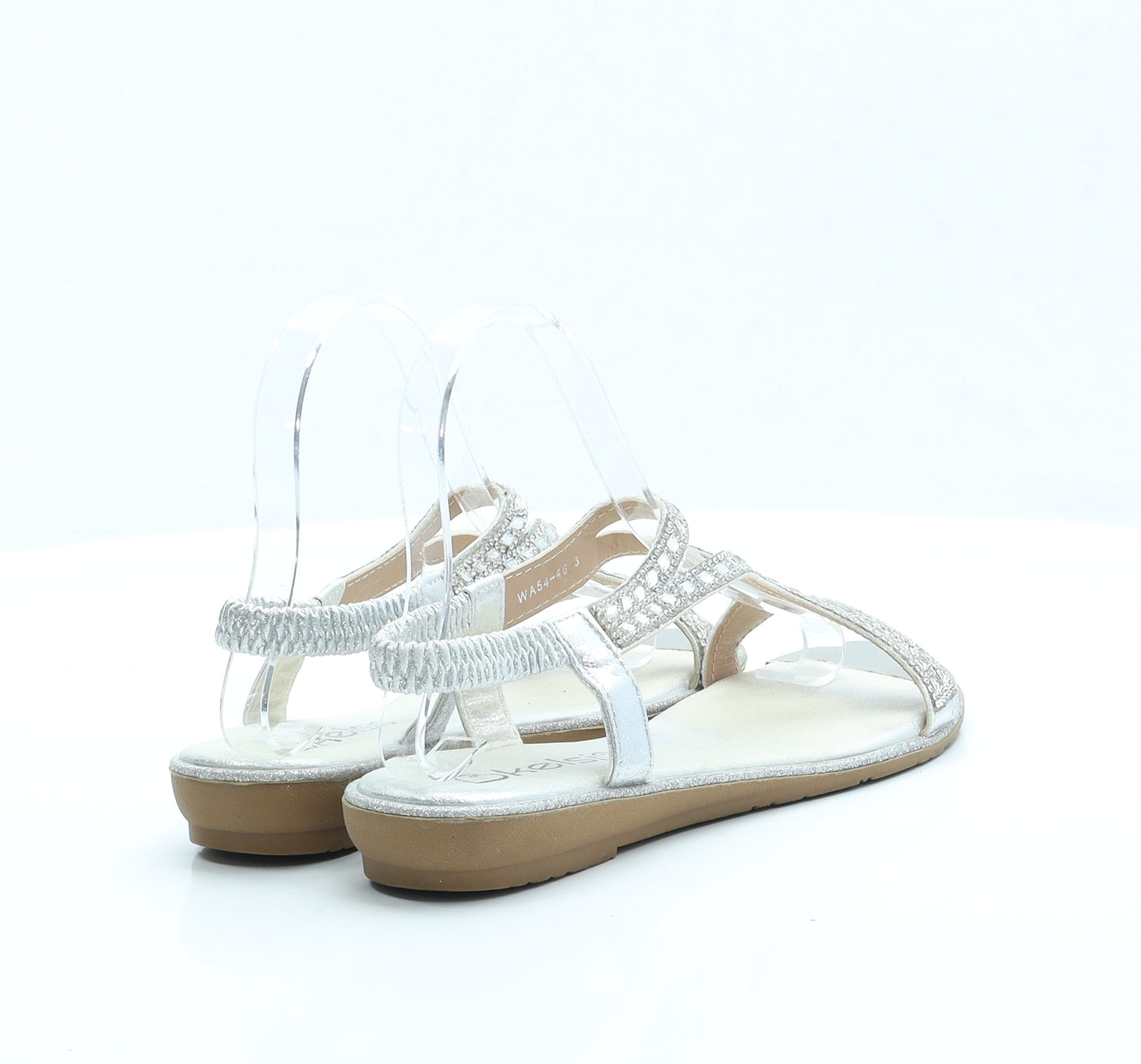 Kelsi Womens Silver Polyester Slip On Sandal UK 3