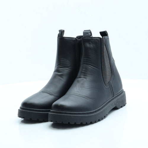 Little Diva Womens Black Faux Leather Chelsea Boot UK 3