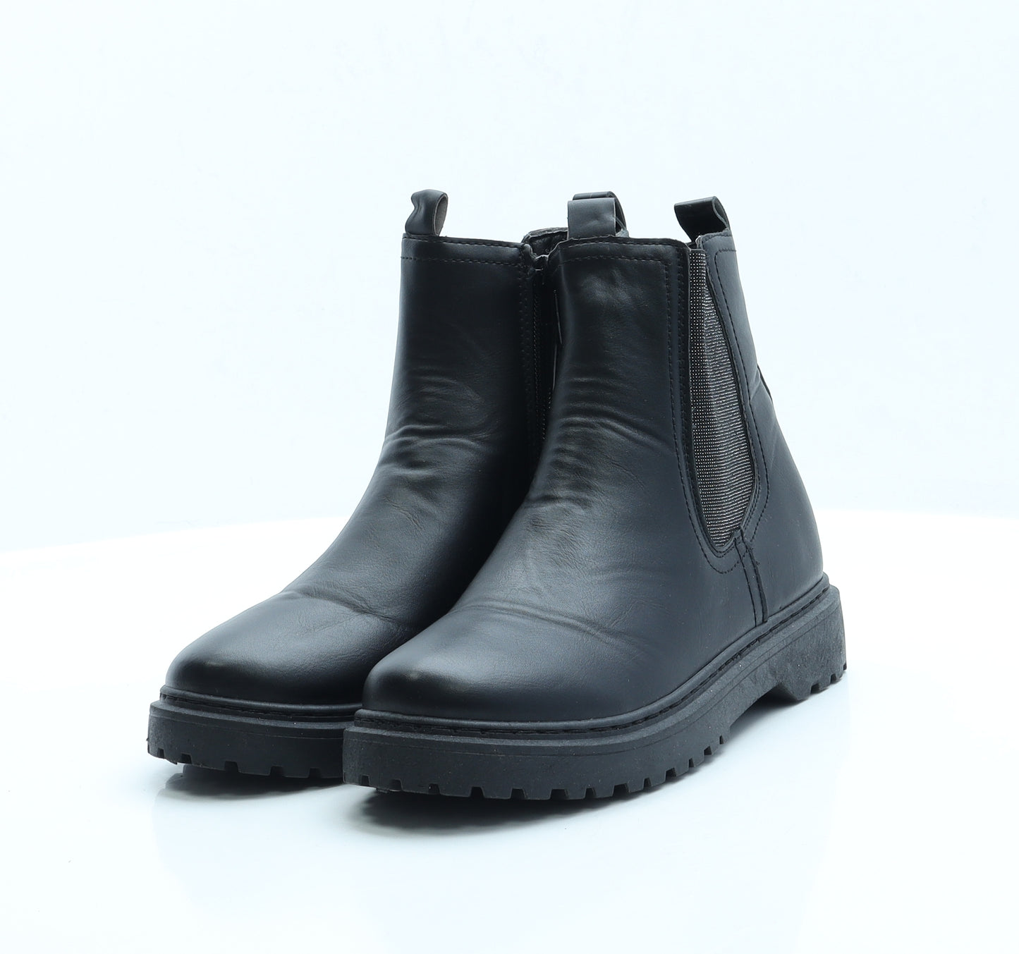 Little Diva Womens Black Faux Leather Chelsea Boot UK 3