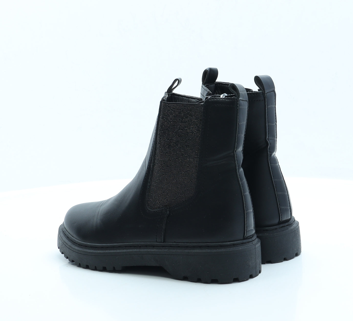 Little Diva Womens Black Faux Leather Chelsea Boot UK 3