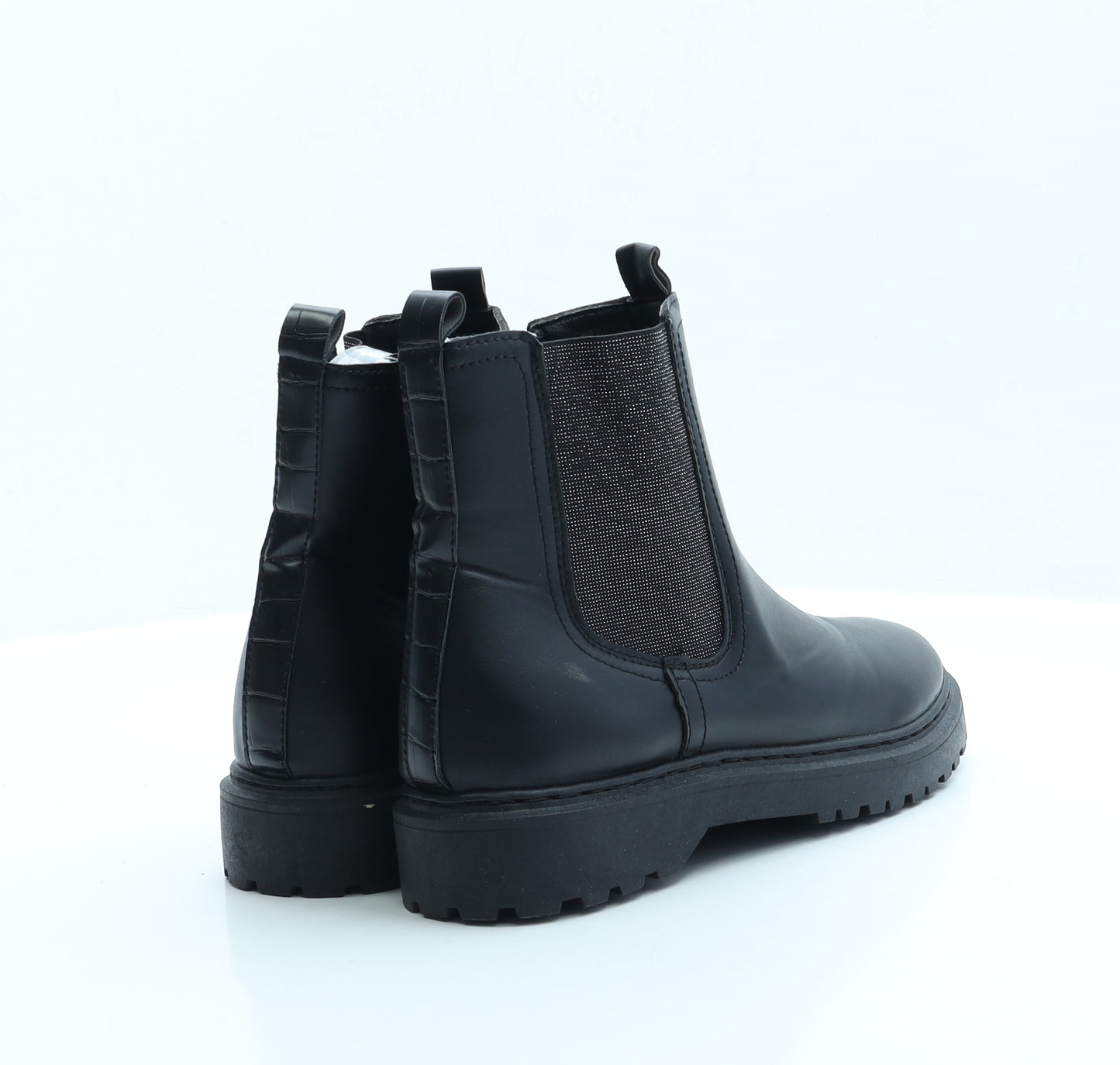 Little Diva Womens Black Faux Leather Chelsea Boot UK 3