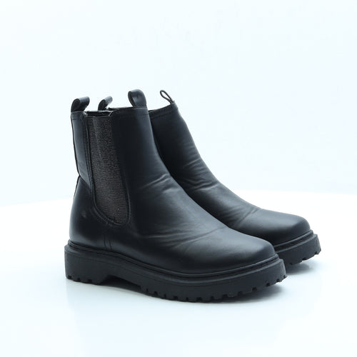 Little Diva Womens Black Faux Leather Chelsea Boot UK 3