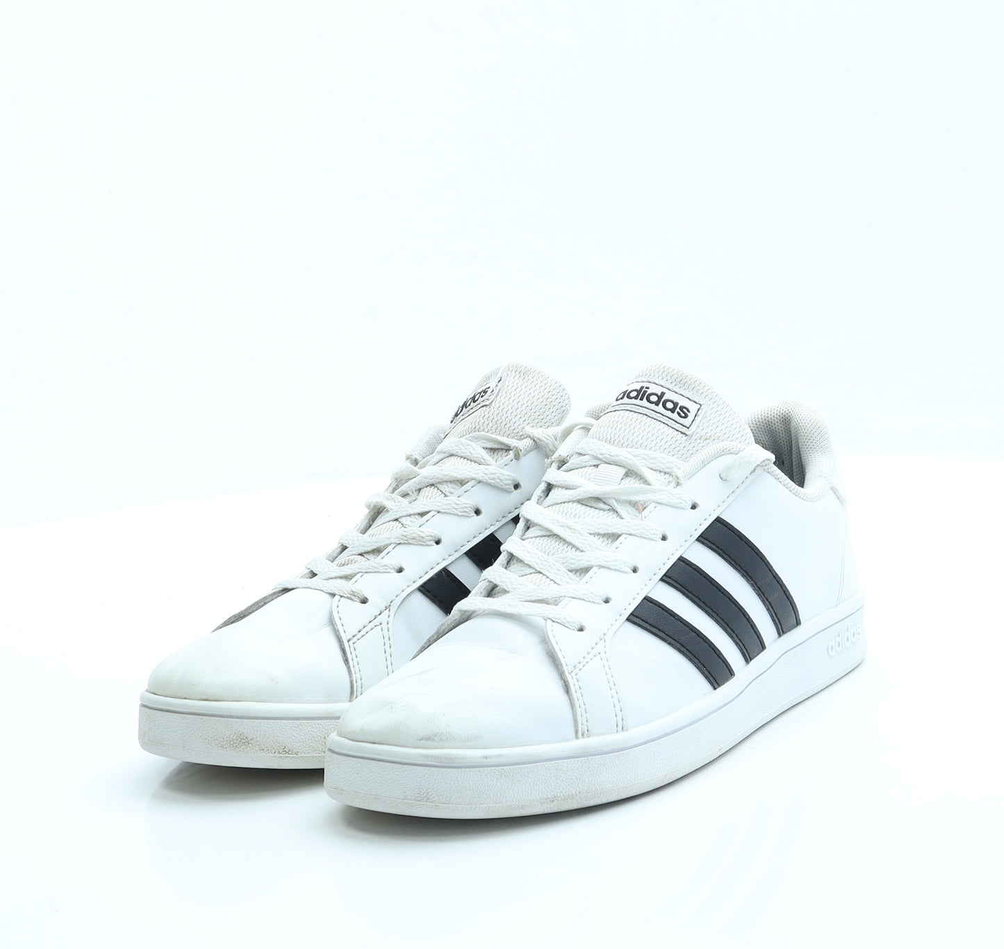 adidas Boys White Striped Polyester Trainer UK 3.5