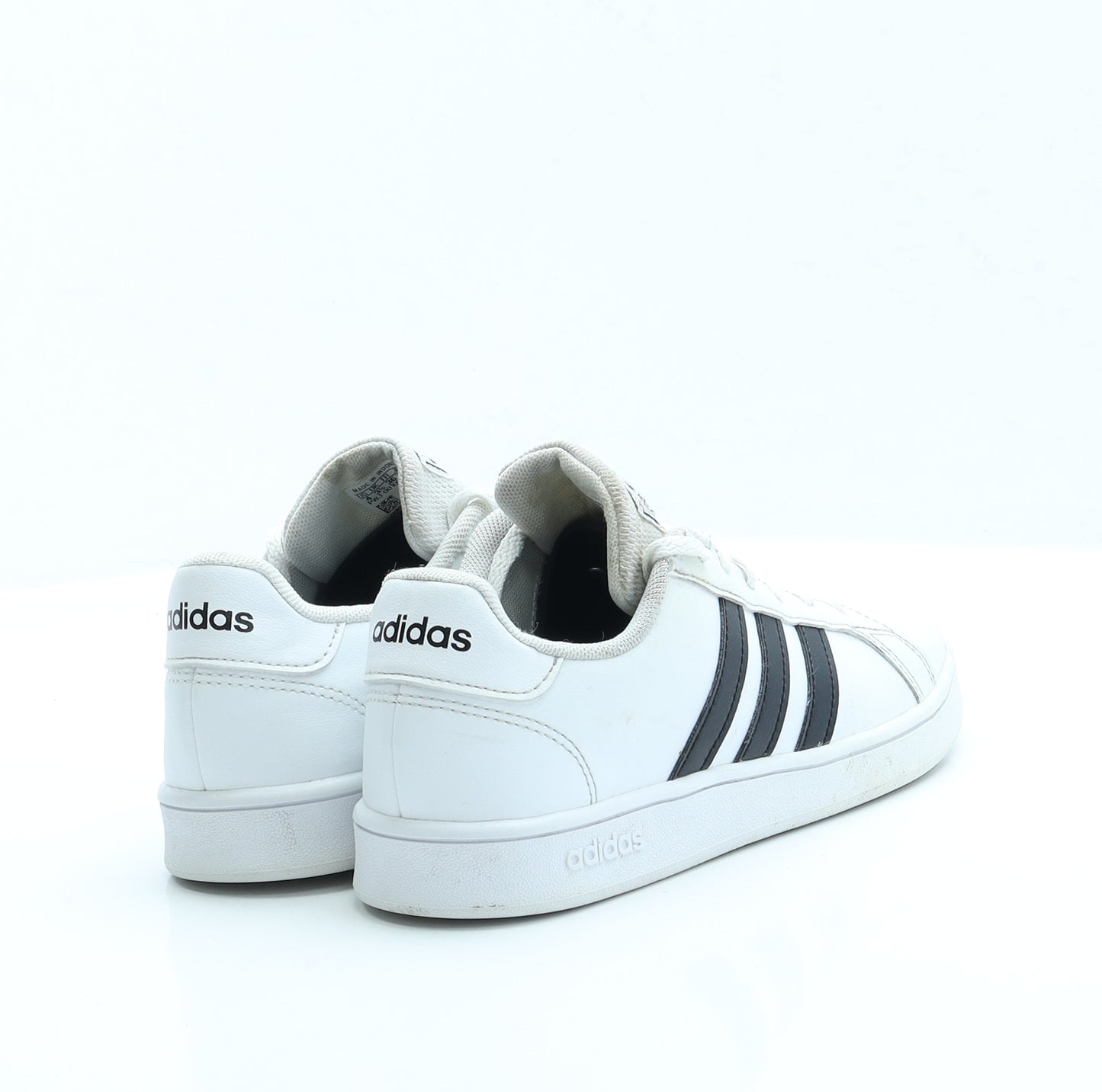 adidas Boys White Striped Polyester Trainer UK 3.5
