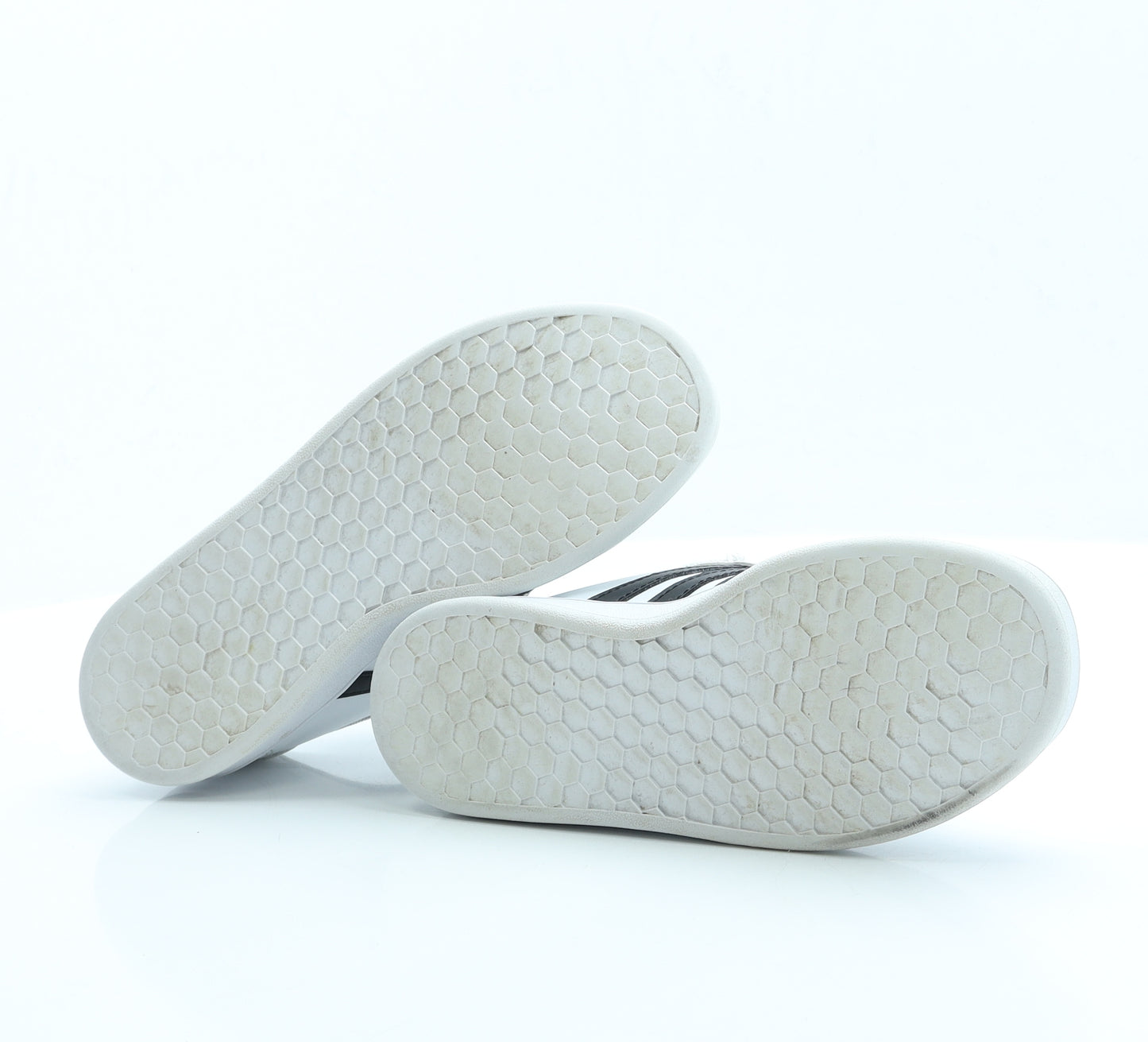 adidas Boys White Striped Polyester Trainer UK 3.5