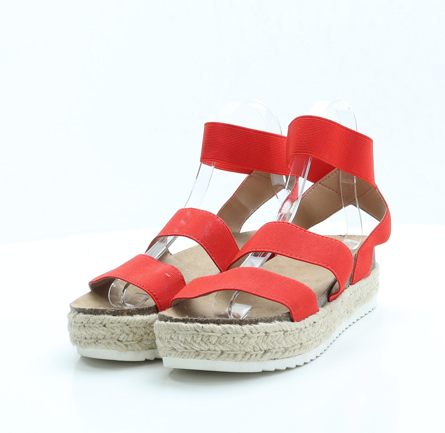 Time and Tru Womens Red Polyester Strappy Sandal UK 6