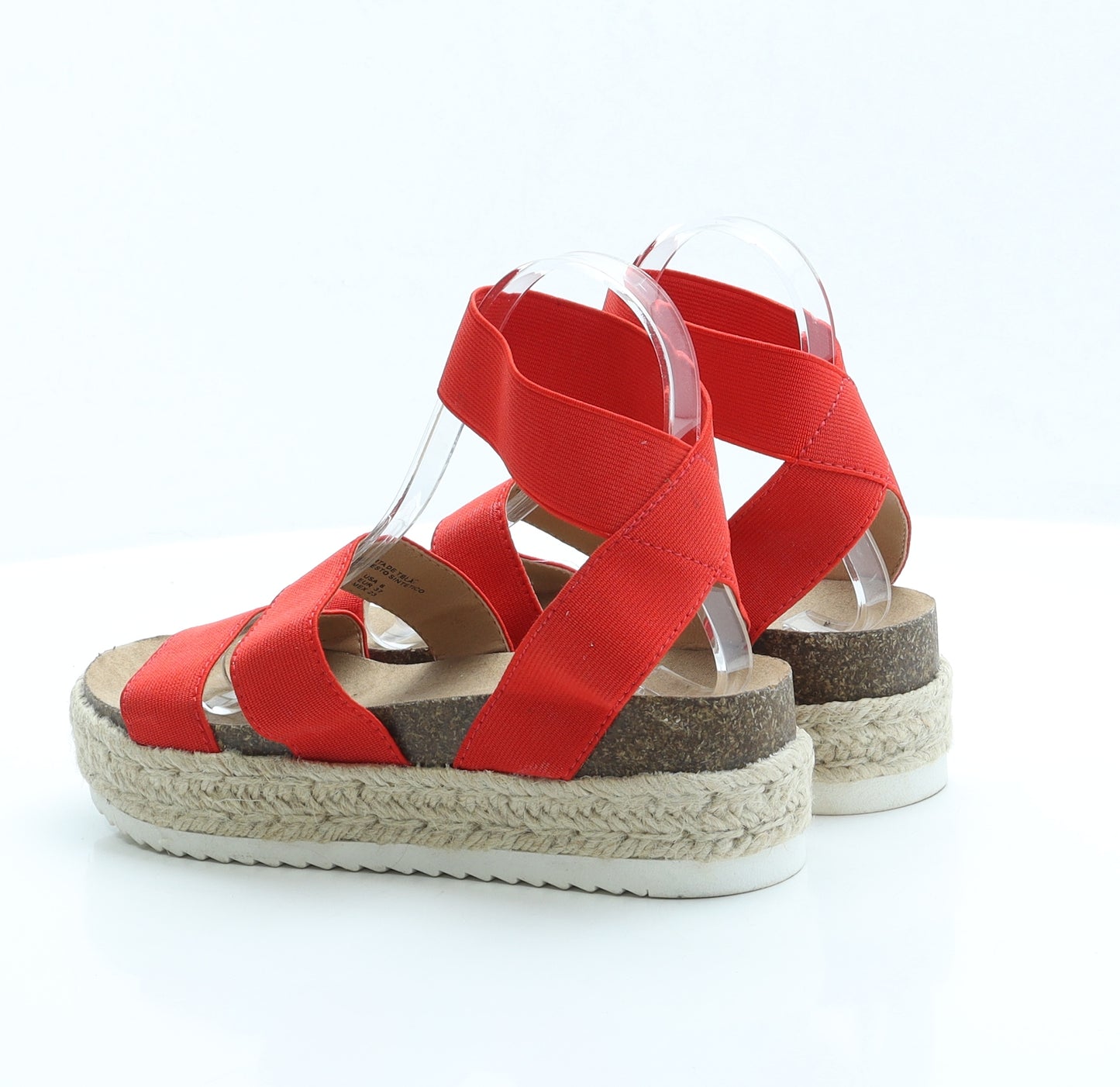 Time and Tru Womens Red Polyester Strappy Sandal UK 6