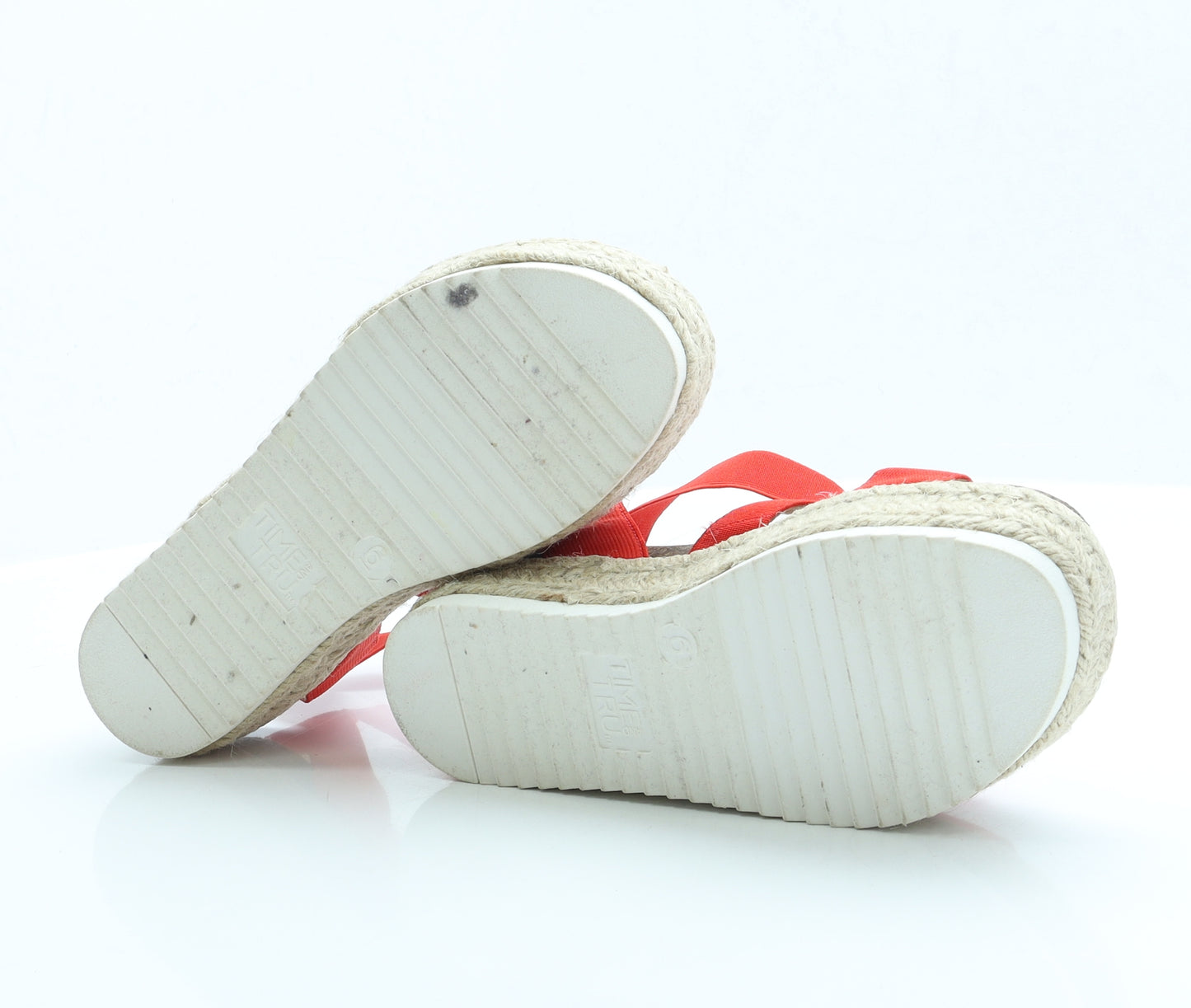 Time and Tru Womens Red Polyester Strappy Sandal UK 6
