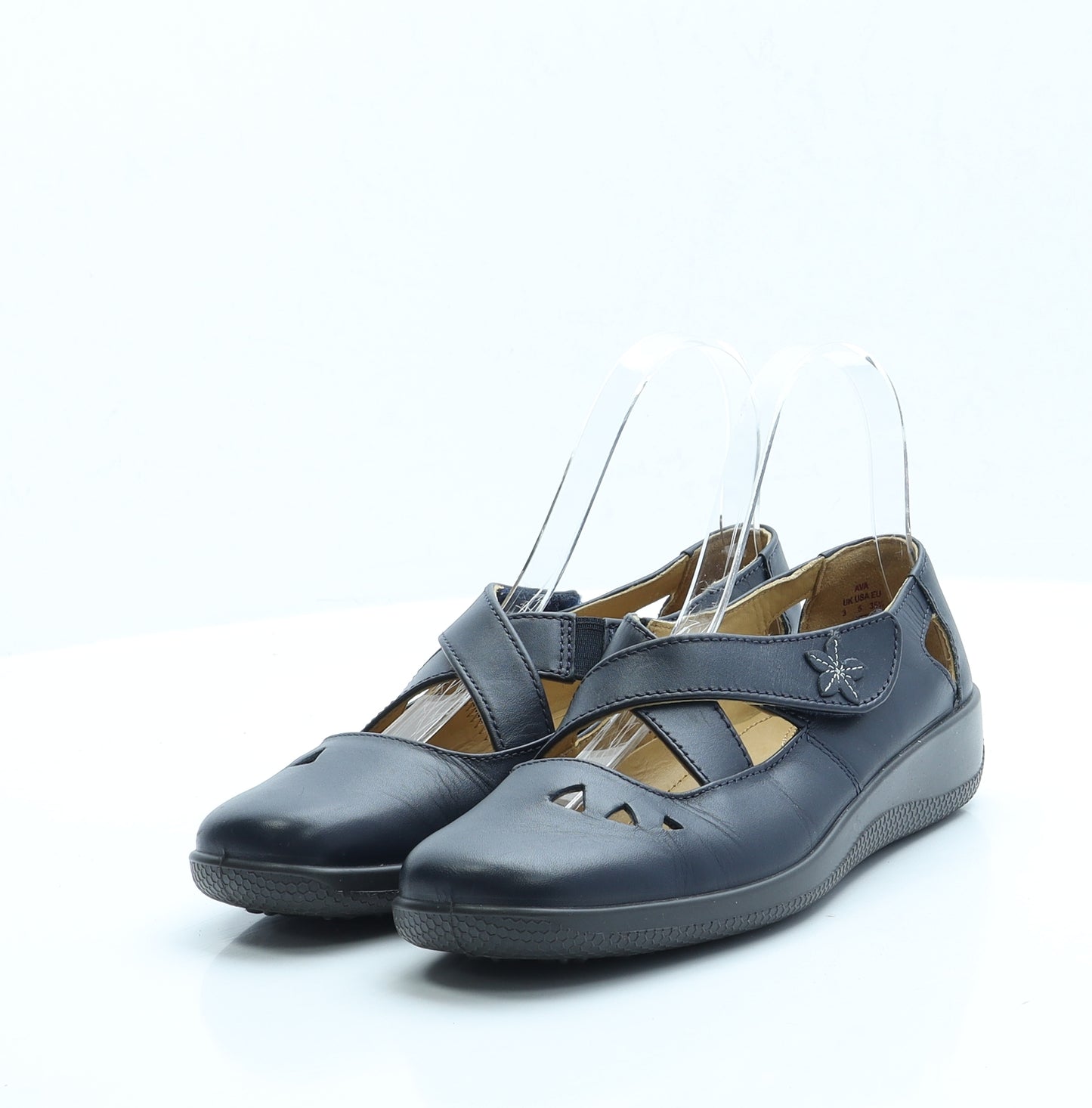 Hotter Womens Blue Faux Leather Flat UK 3