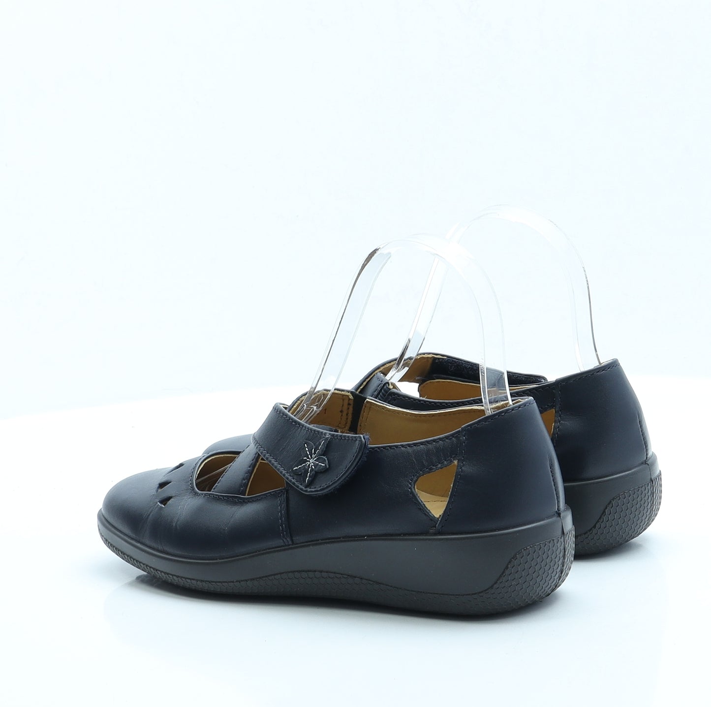 Hotter Womens Blue Faux Leather Flat UK 3