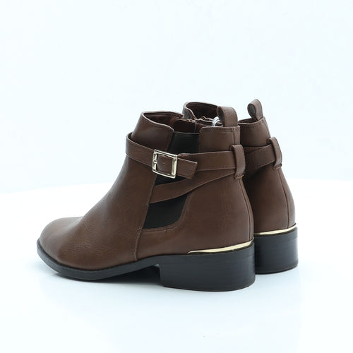 New Look Girls Brown Faux Leather Chelsea Boot UK 3 EUR 36