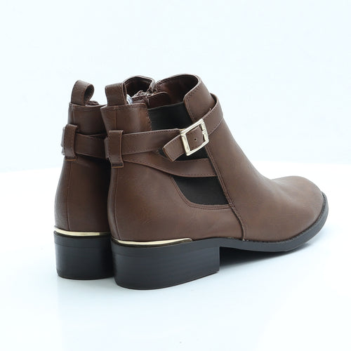 New Look Girls Brown Faux Leather Chelsea Boot UK 3 EUR 36