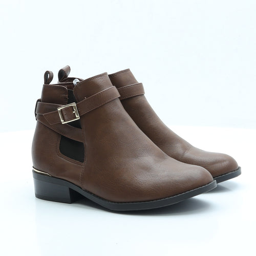 New Look Girls Brown Faux Leather Chelsea Boot UK 3 EUR 36
