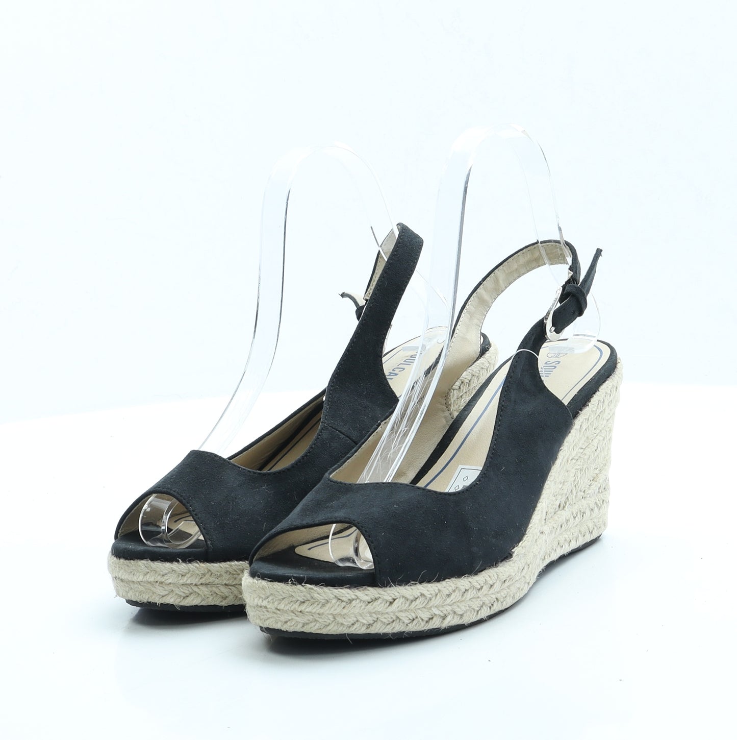 SoulCal&Co Womens Black Faux Suede Espadrille Heel UK 5 EUR 37.5