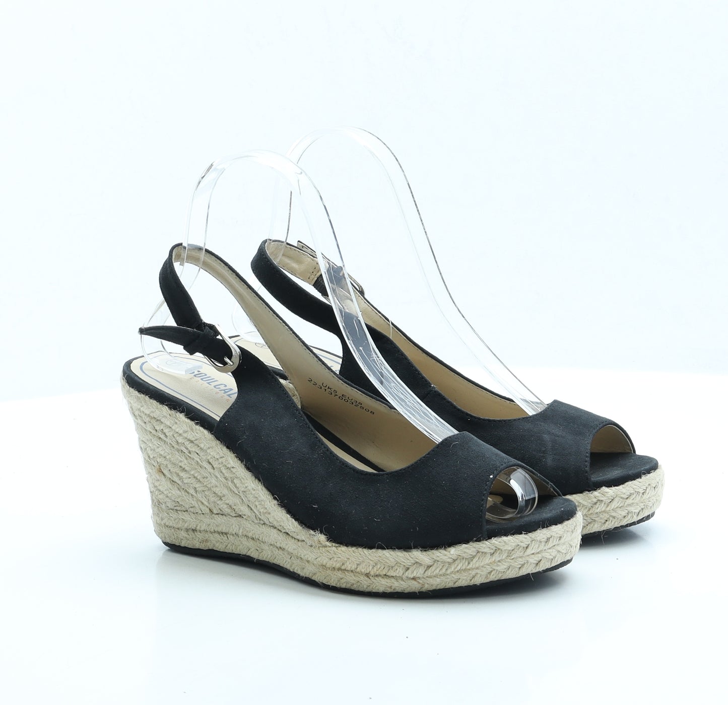 SoulCal&Co Womens Black Faux Suede Espadrille Heel UK 5 EUR 37.5