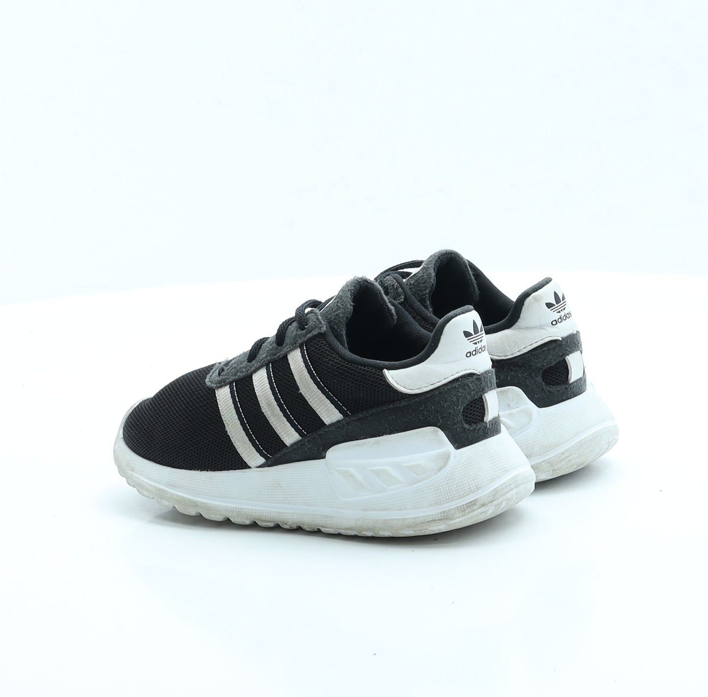 adidas Boys Black Striped Fabric Trainer UK 8