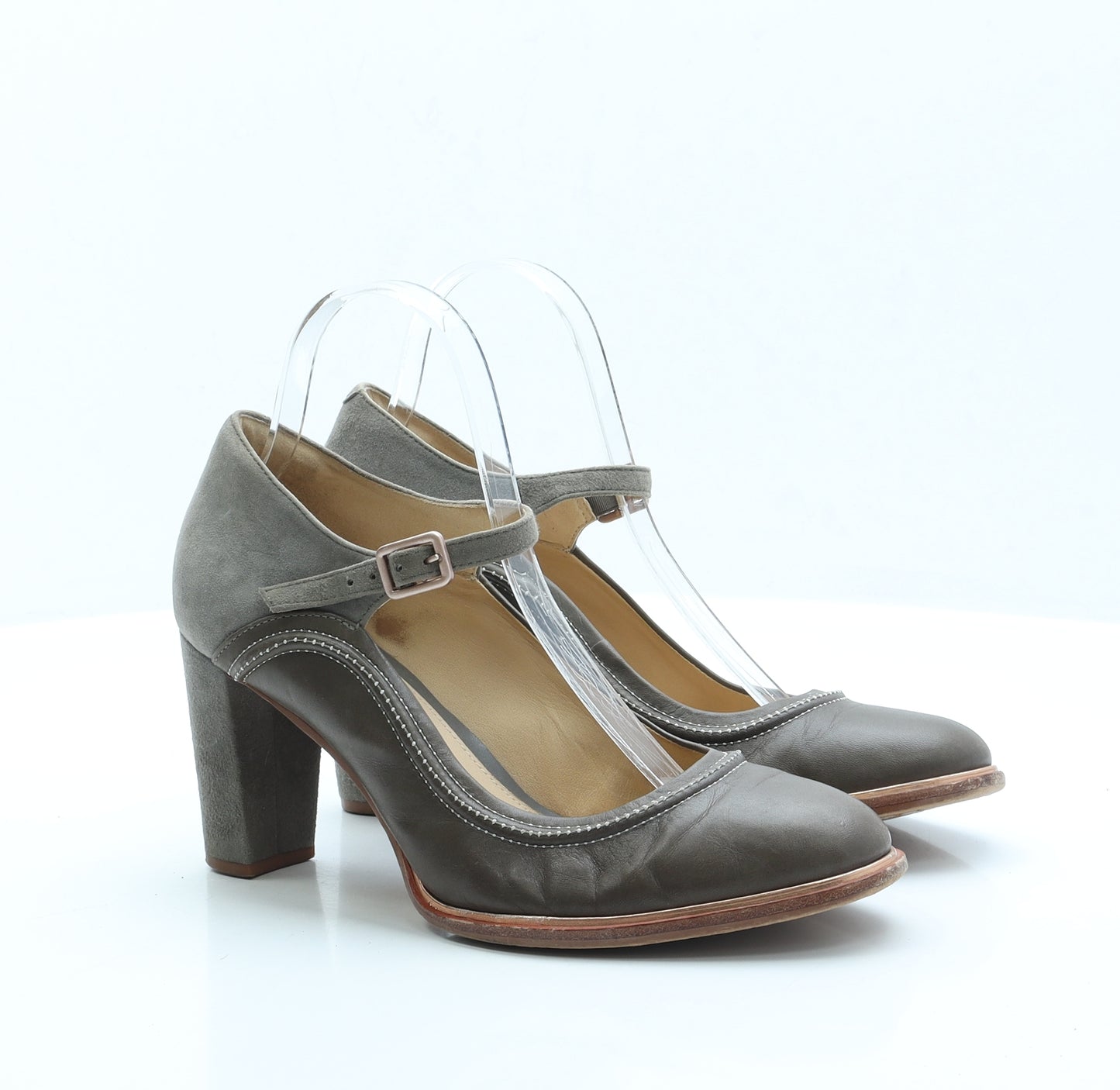 Clarks Womens Green Polyester Court Heel UK 7
