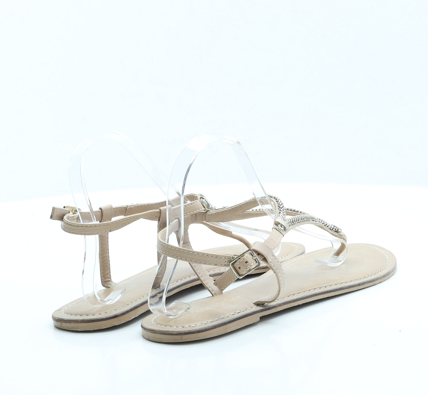 Accessorize Womens Beige Faux Leather Slingback Sandal UK 7