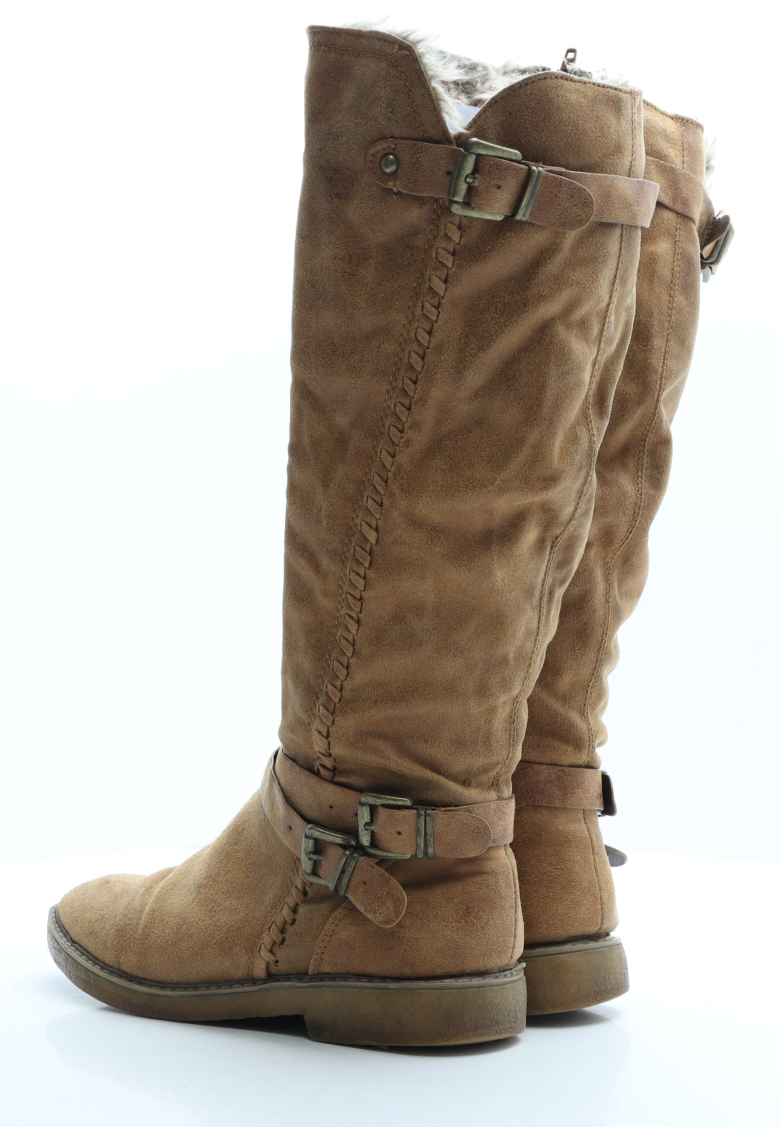 Preworn Womens Brown Polyester Shearling Style Boot UK 7 EUR 40