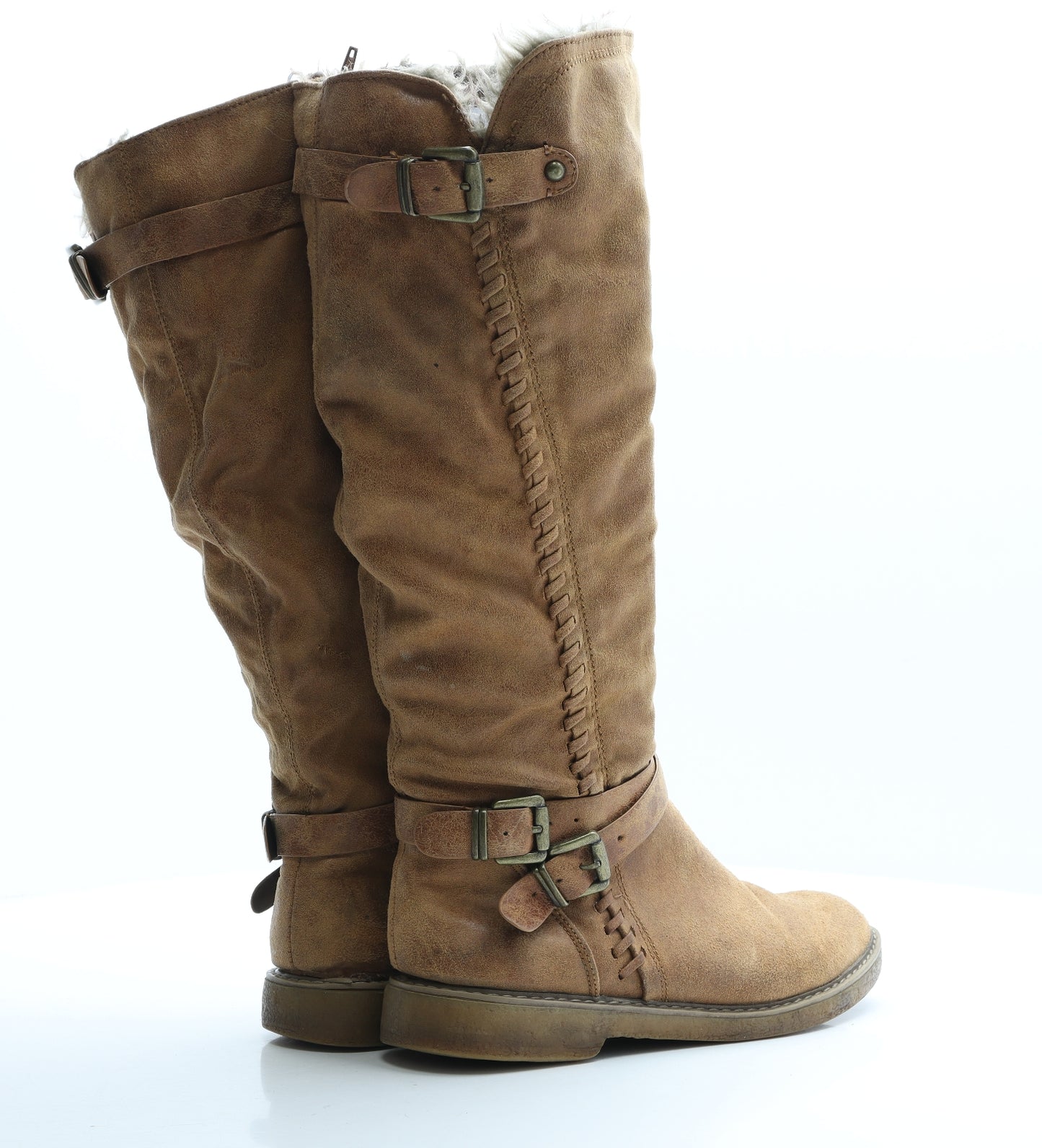 Preworn Womens Brown Polyester Shearling Style Boot UK 7 EUR 40