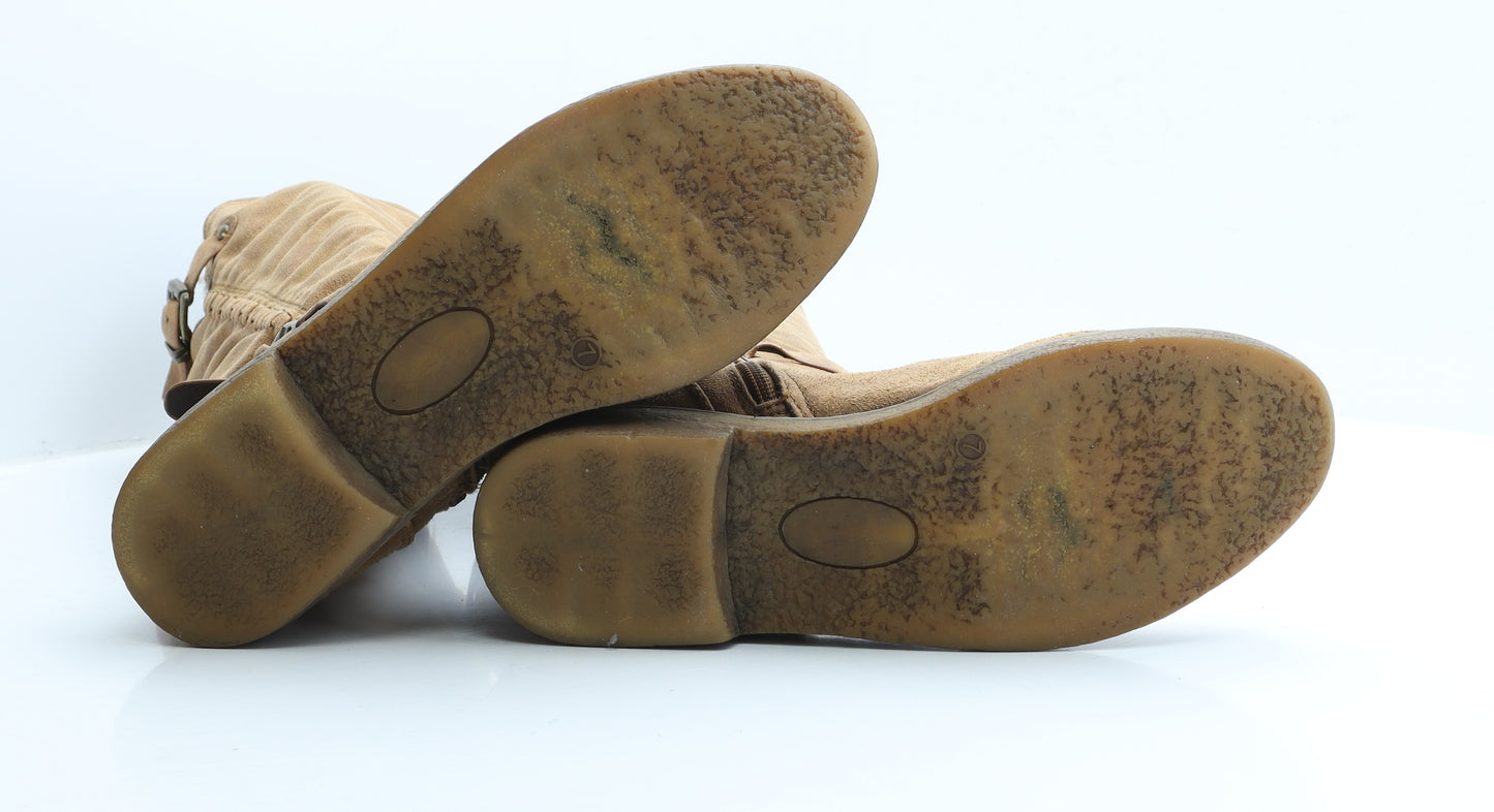 Preworn Womens Brown Polyester Shearling Style Boot UK 7 EUR 40