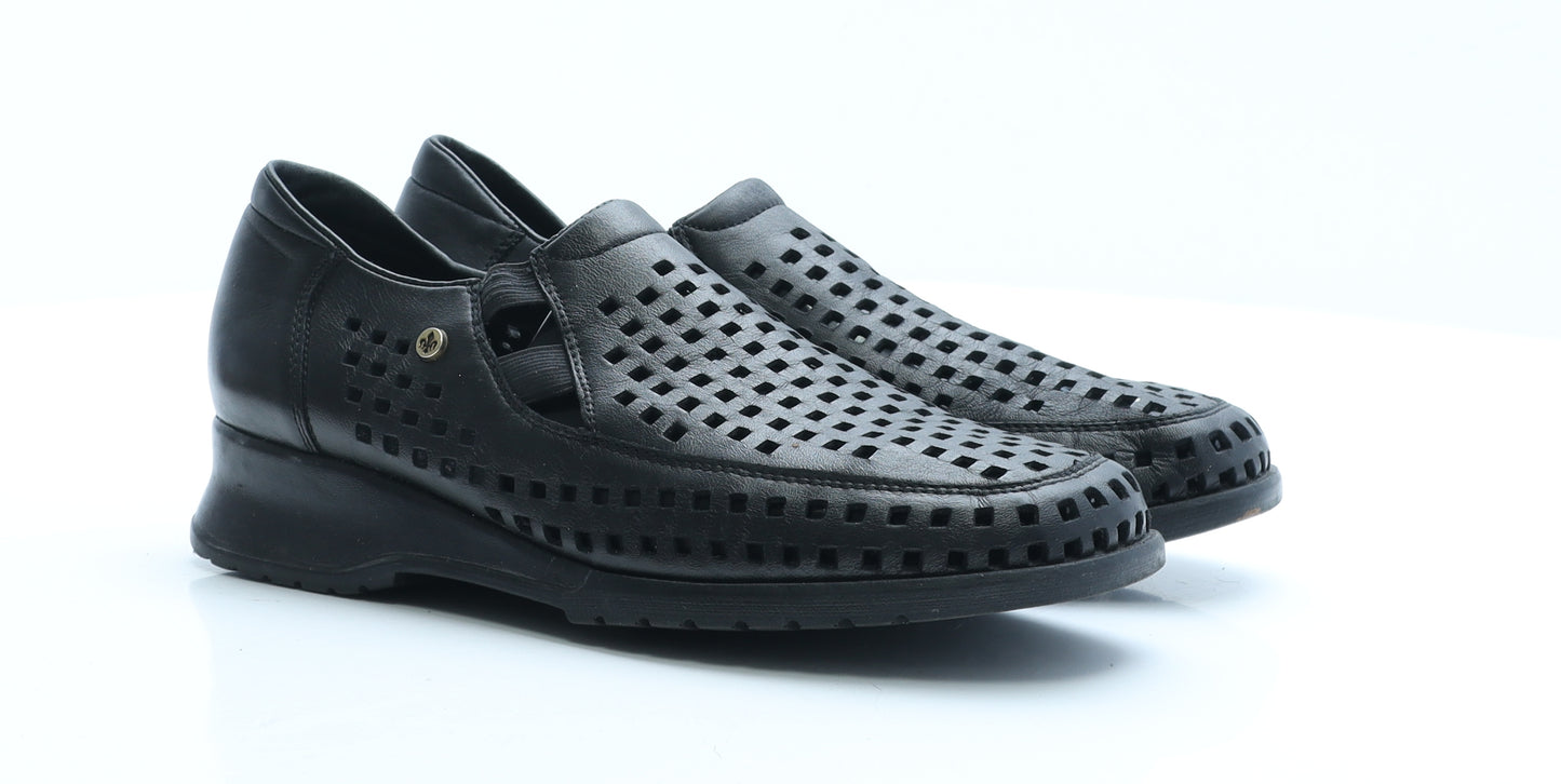 Rieker Womens Black Geometric Polyester Loafer Flat UK 6 39