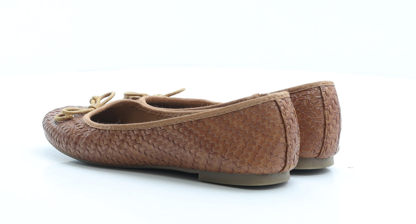 Oasis Womens Brown Geometric Polyester Ballet Flat UK 4 EUR 37