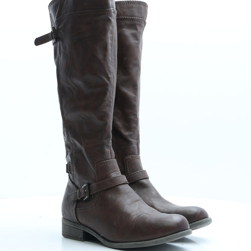 Marks and Spencer Womens Brown Polyester Slip On Boot UK 4.5 EUR 37.5