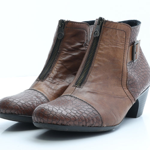 Rieker Mens Brown Geometric Faux Leather Bootie Boot UK 9 EUR 42
