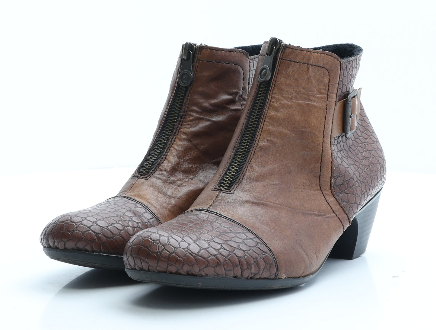 Rieker Mens Brown Geometric Faux Leather Bootie Boot UK 9 EUR 42