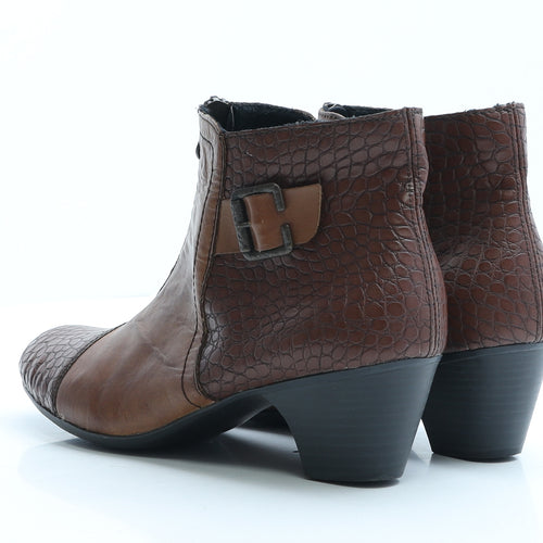 Rieker Mens Brown Geometric Faux Leather Bootie Boot UK 9 EUR 42