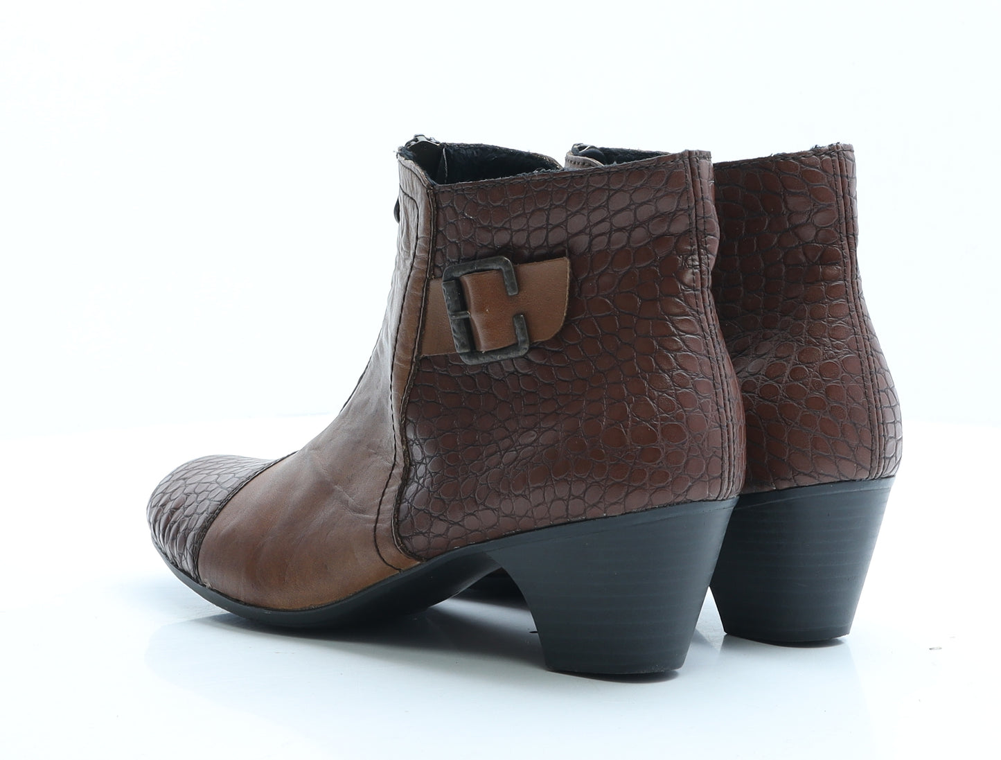 Rieker Mens Brown Geometric Faux Leather Bootie Boot UK 9 EUR 42