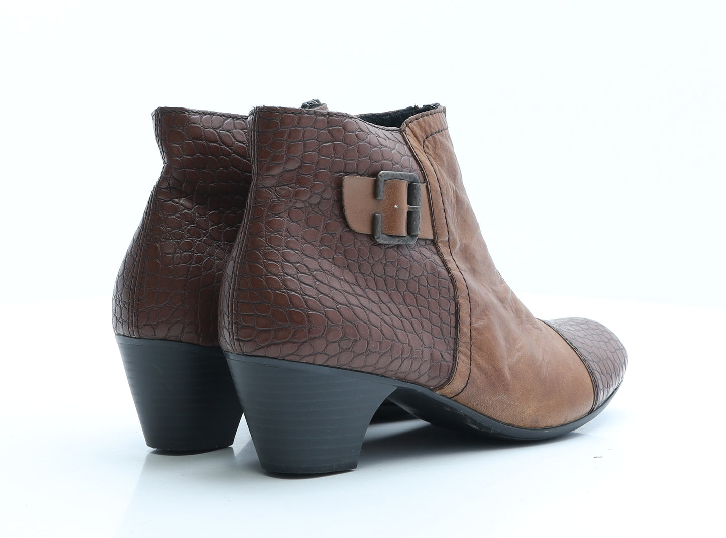 Rieker Mens Brown Geometric Faux Leather Bootie Boot UK 9 EUR 42