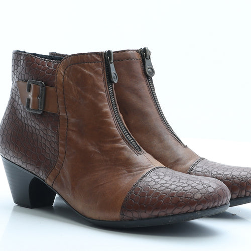 Rieker Mens Brown Geometric Faux Leather Bootie Boot UK 9 EUR 42