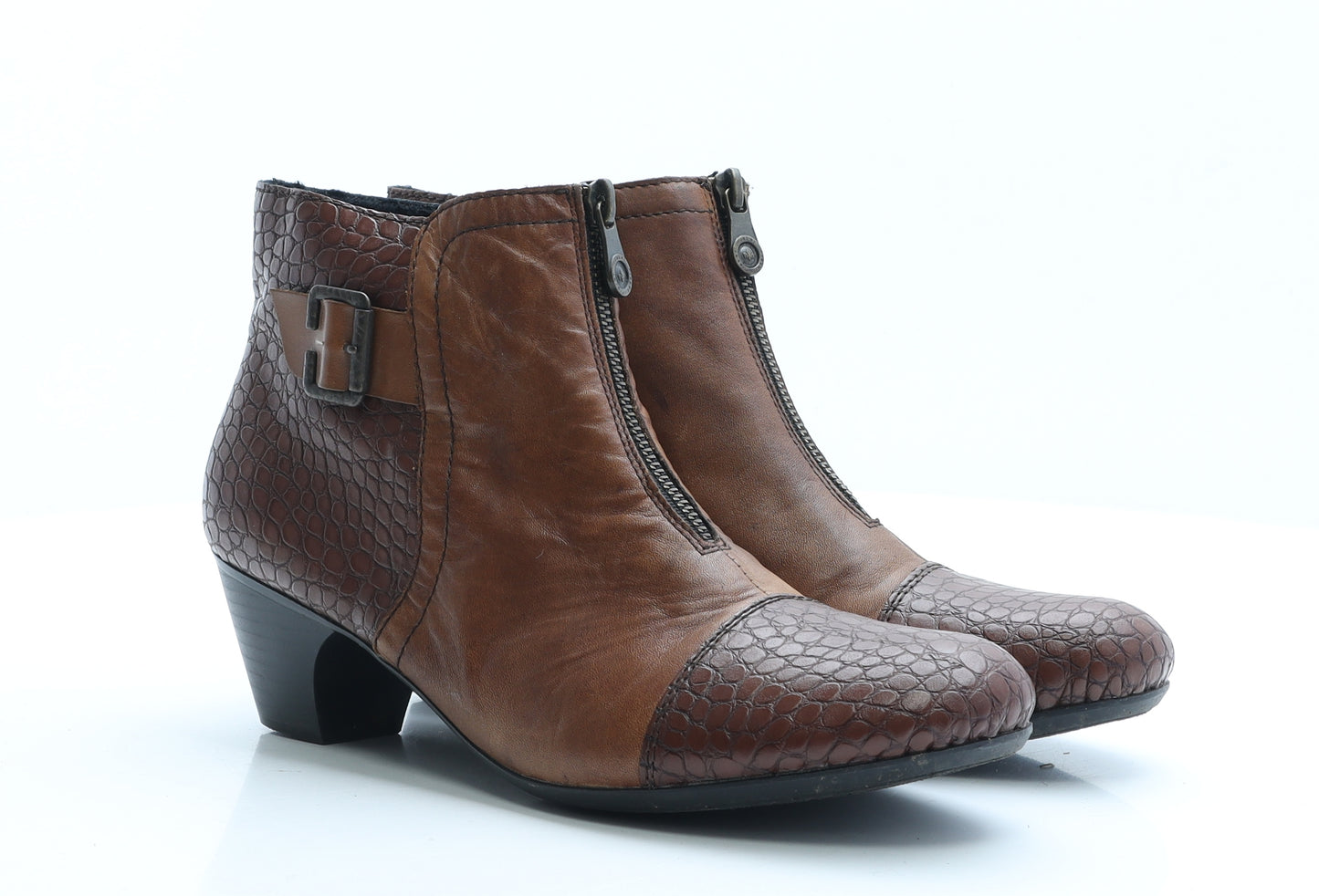 Rieker Mens Brown Geometric Faux Leather Bootie Boot UK 9 EUR 42