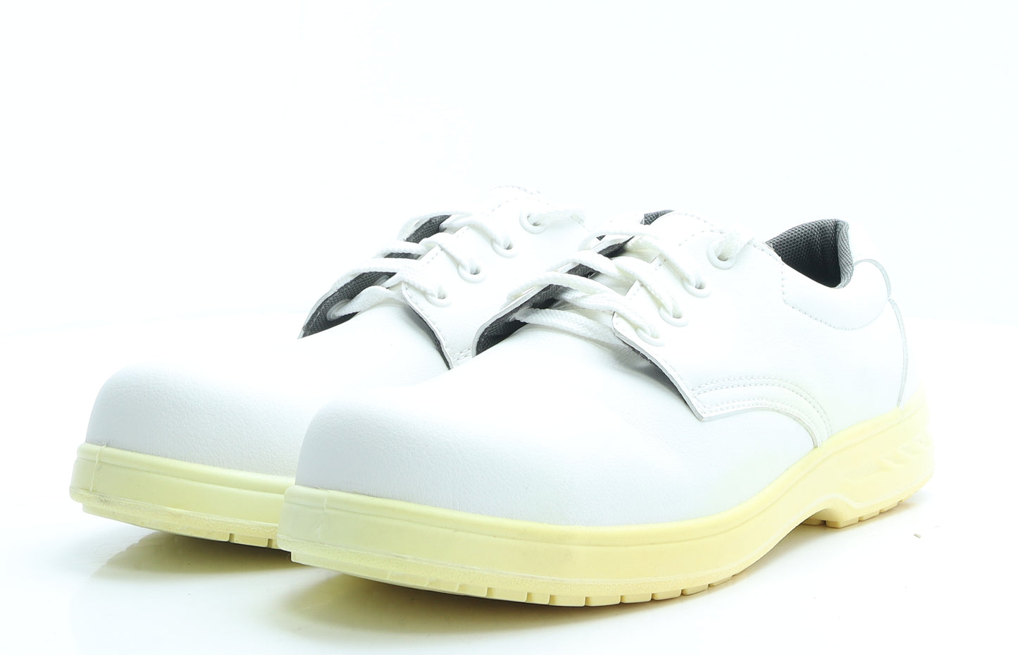 SteeLite Mens White Faux Leather Trainer Casual UK 10 EUR 44 - Work Wear