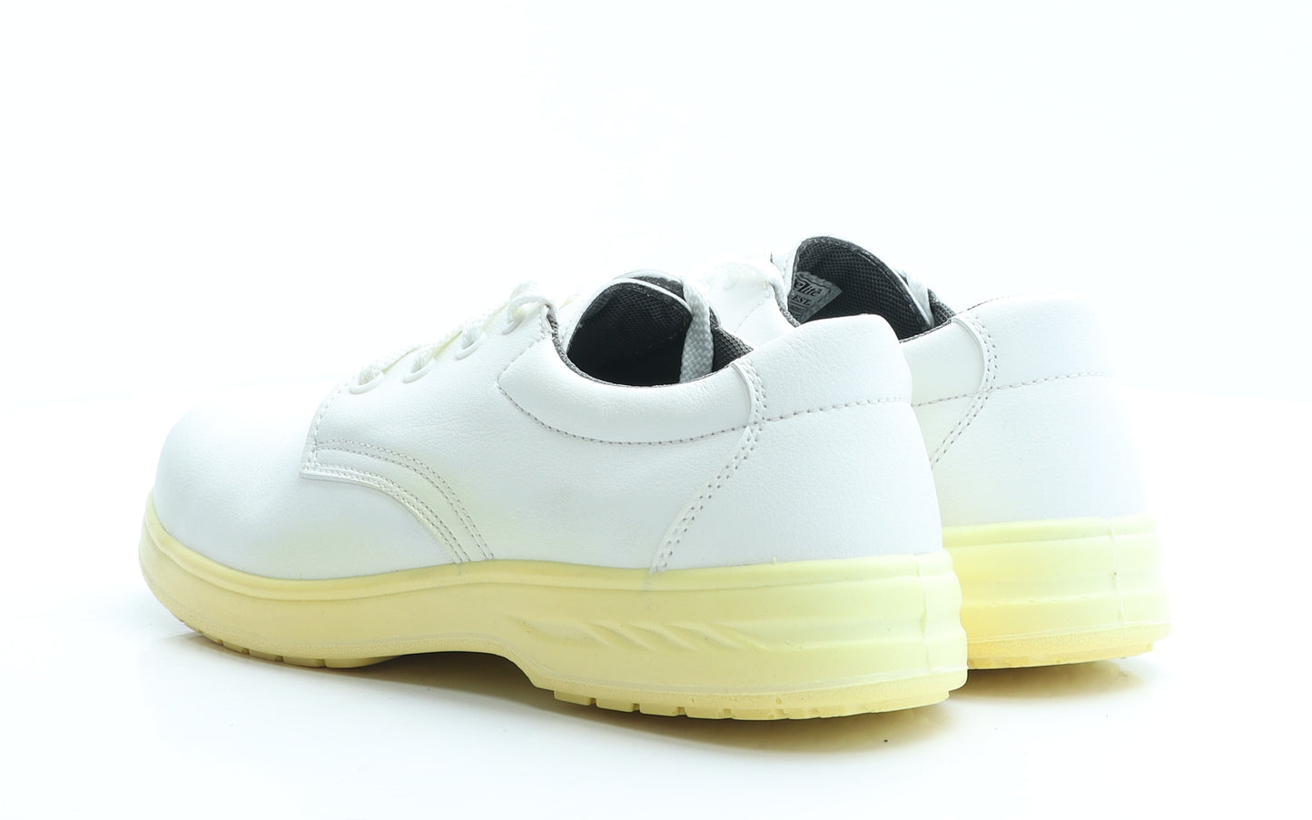 SteeLite Mens White Faux Leather Trainer Casual UK 10 EUR 44 - Work Wear