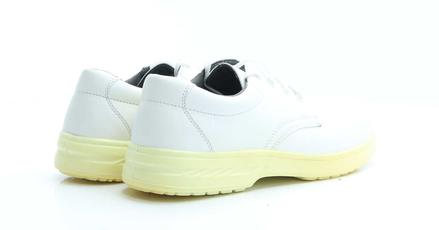 SteeLite Mens White Faux Leather Trainer Casual UK 10 EUR 44 - Work Wear