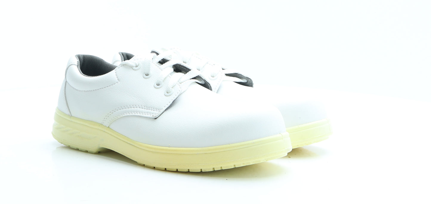 SteeLite Mens White Faux Leather Trainer Casual UK 10 EUR 44 - Work Wear