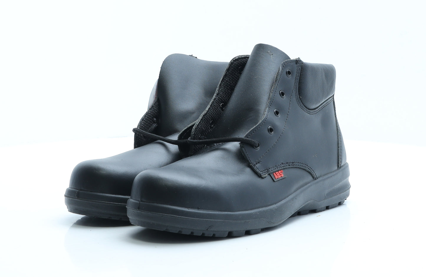 ABS Mens Black Faux Leather Combat Boot UK 8 EUR 42 - Work Wear