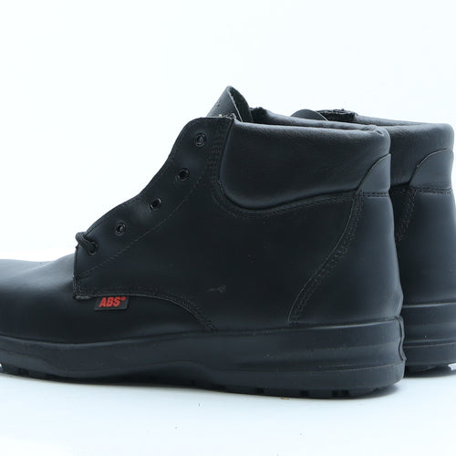 ABS Mens Black Faux Leather Combat Boot UK 8 EUR 42 - Work Wear