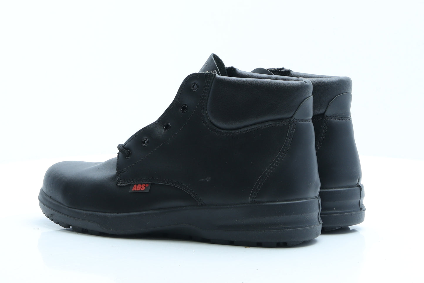 ABS Mens Black Faux Leather Combat Boot UK 8 EUR 42 - Work Wear