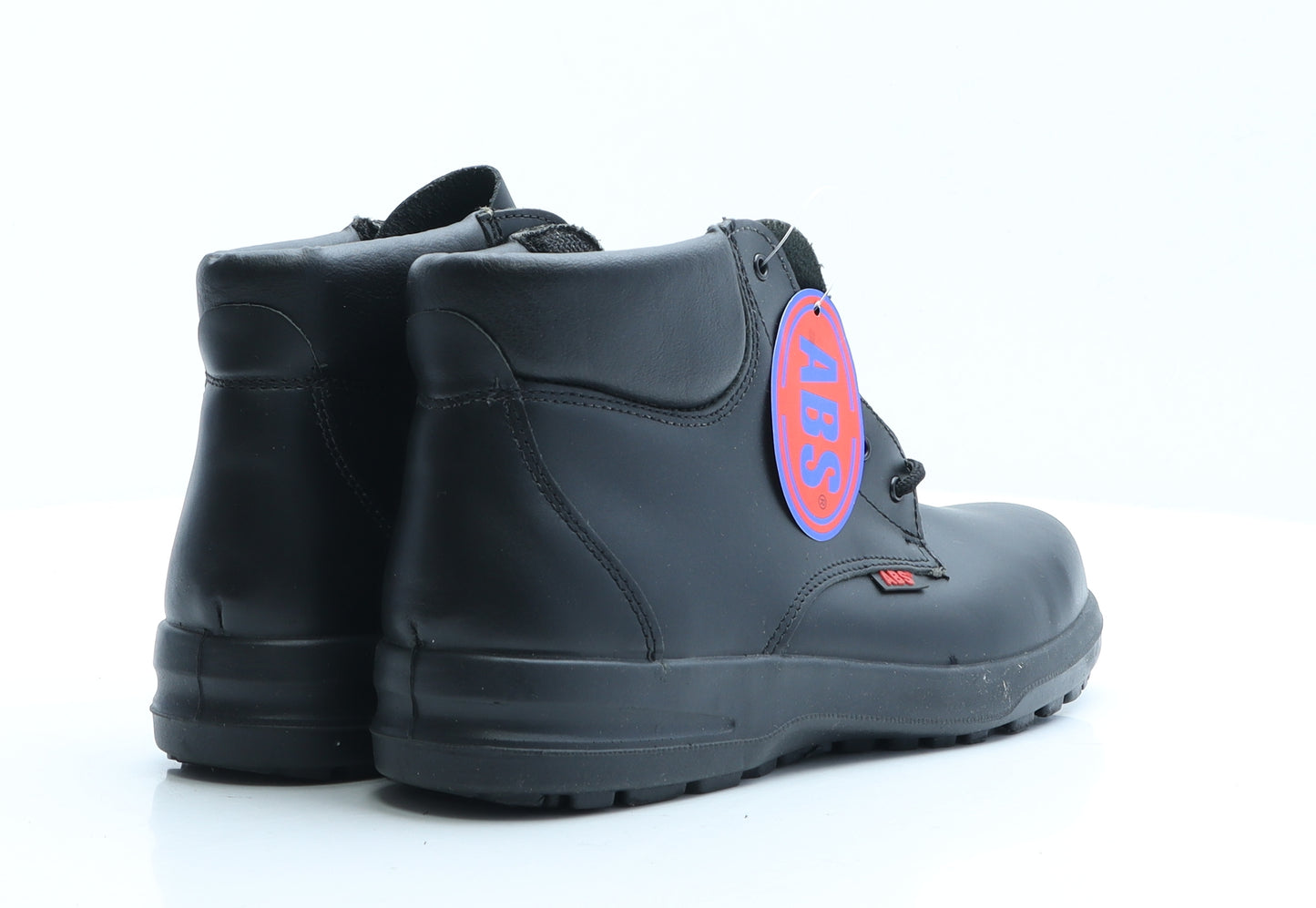ABS Mens Black Faux Leather Combat Boot UK 8 EUR 42 - Work Wear