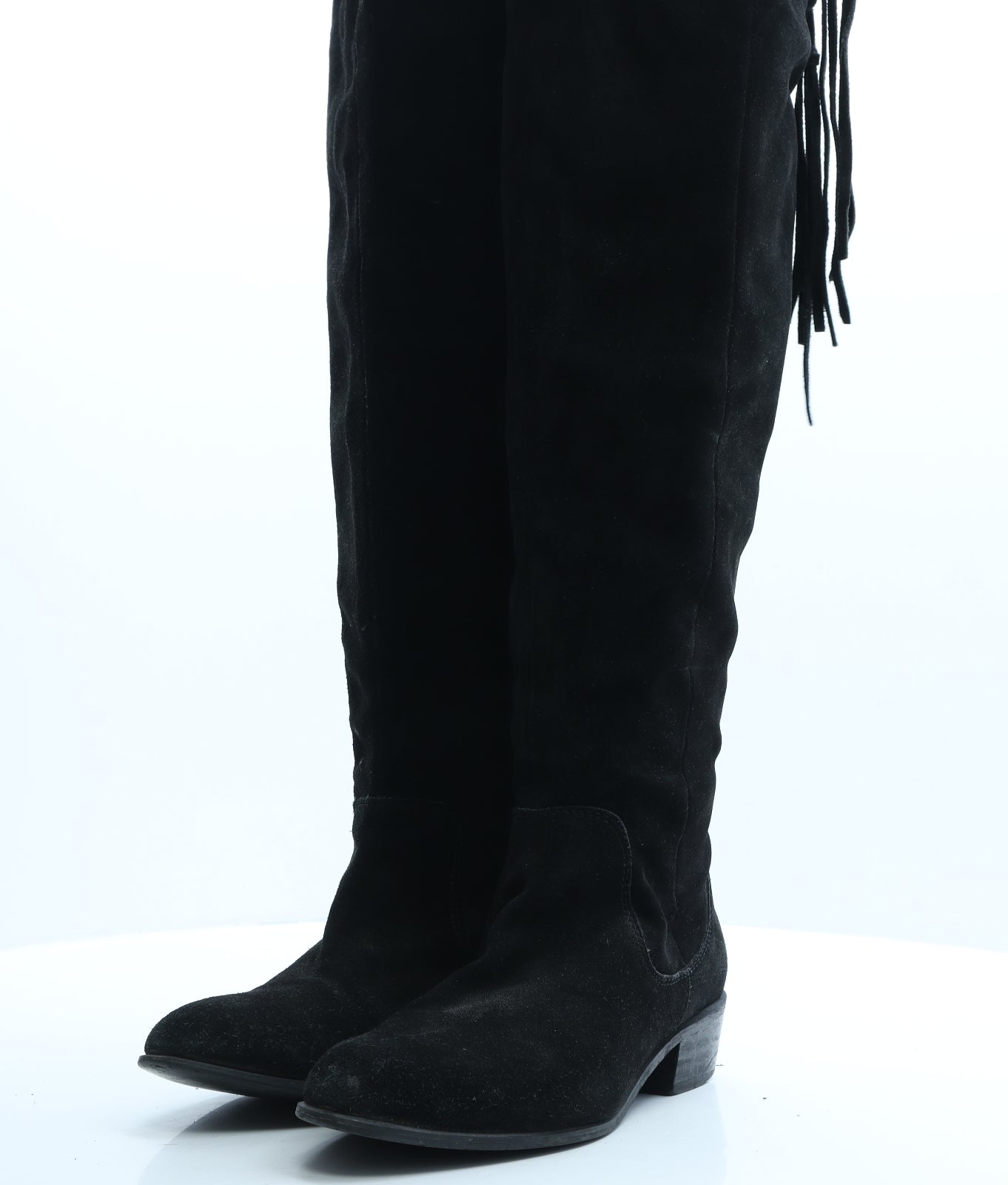Preworn Womens Black Leather Slip On Boot UK 8 EUR 41