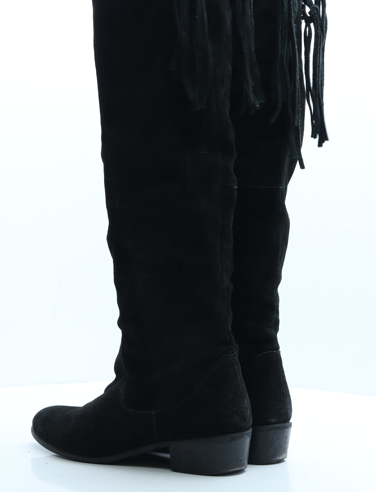 Preworn Womens Black Leather Slip On Boot UK 8 EUR 41