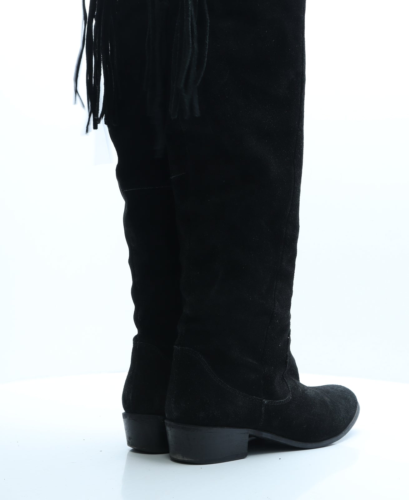 Preworn Womens Black Leather Slip On Boot UK 8 EUR 41