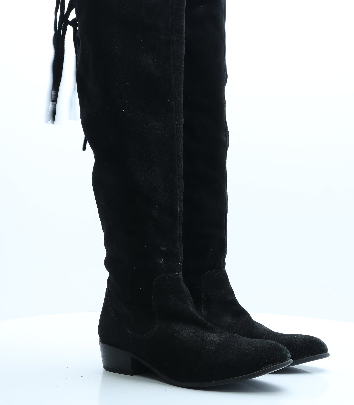 Preworn Womens Black Leather Slip On Boot UK 8 EUR 41