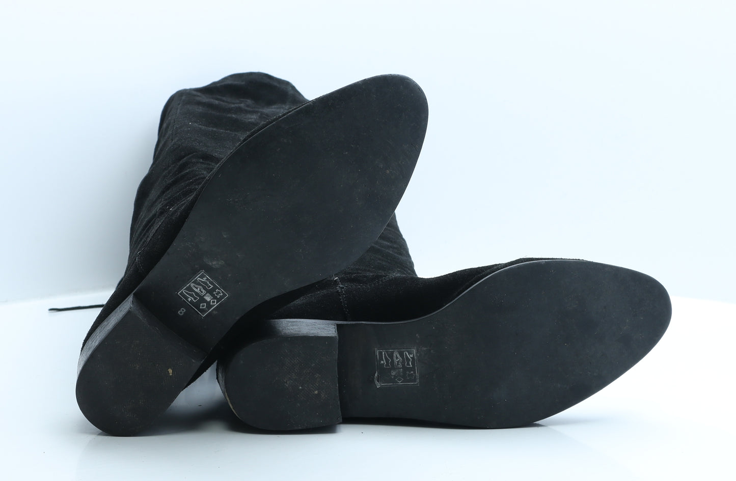 Preworn Womens Black Leather Slip On Boot UK 8 EUR 41